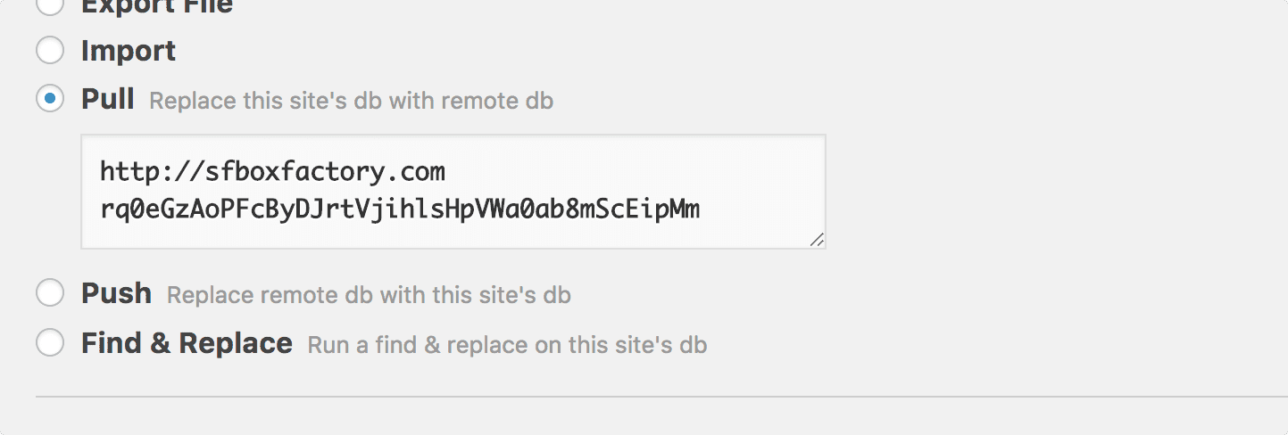 Pushing and pulling the database.